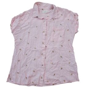 Thread & Supply Daisy Print Linen Blend Beachy Button Down Shirt‎ Women's Large